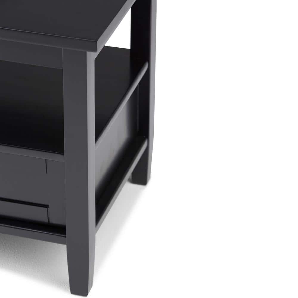 Warm Shaker 20" Black Solid Wood End Table with Storage