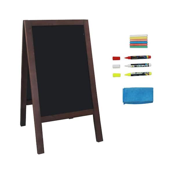 1-Pack Series Large A Frame Sidewalk Chalkboard Sign with Double-Sided Display and Chain Feature Black 2-Sheet
