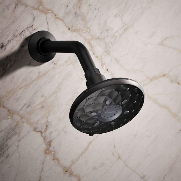Rosewood 6-Spray Patterns 4.9375 in. Wall Mount Fixed Shower Head in Matte Black
