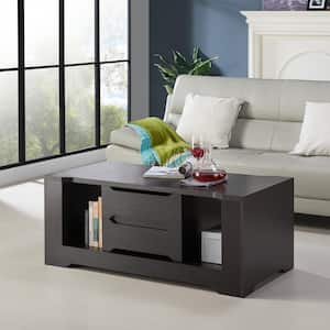 Dryden 47 in. Espresso Rectangle Wood Coffee Table with 2-Drawer