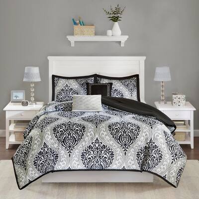 Intelligent Design Sabrina 5 Piece, Queen Size Bed Comforter Set Black