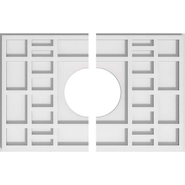 Ekena Millwork 18 in. x 12 in. x 1 in. Beaux Architectural Grade PVC Contemporary Ceiling Medallion (2-Piece)