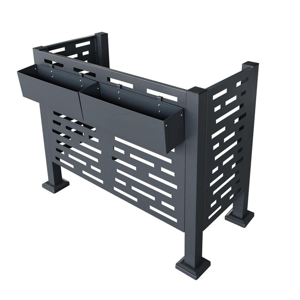 35 in. Steel Air Conditioner Fence for Outdoor Units, Privacy Fence Black