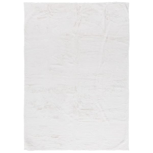 Faux Fur Ivory 4 ft. x 6 ft. Machine Washable Solid Area Rug
