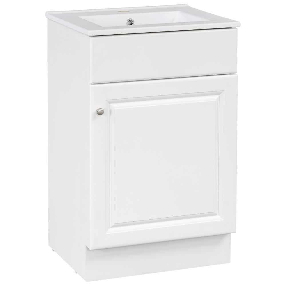 20 in. W x 18.3 in. D x 32.2 in. H Freestanding Bath Vanity in White with White Ceramic Top(Unassembled) price history on PriceWatchPro