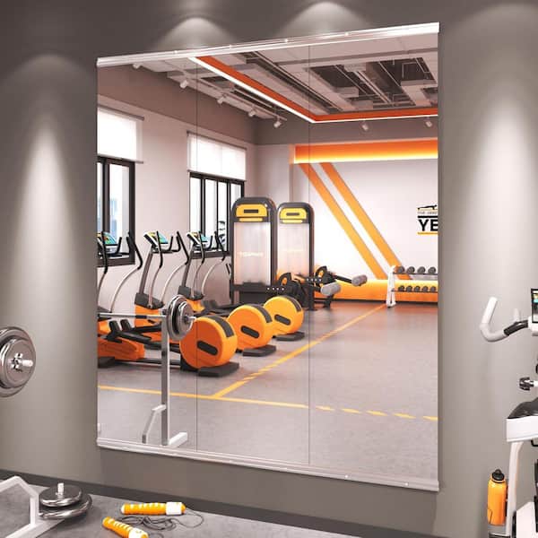 Spigel Modern 16 in. W x 56 in. H Frameless Wall Mirror HD Tempered Glass Gym Mirror/Yoga Mirror, Easy Wall Mount (3-Pack)