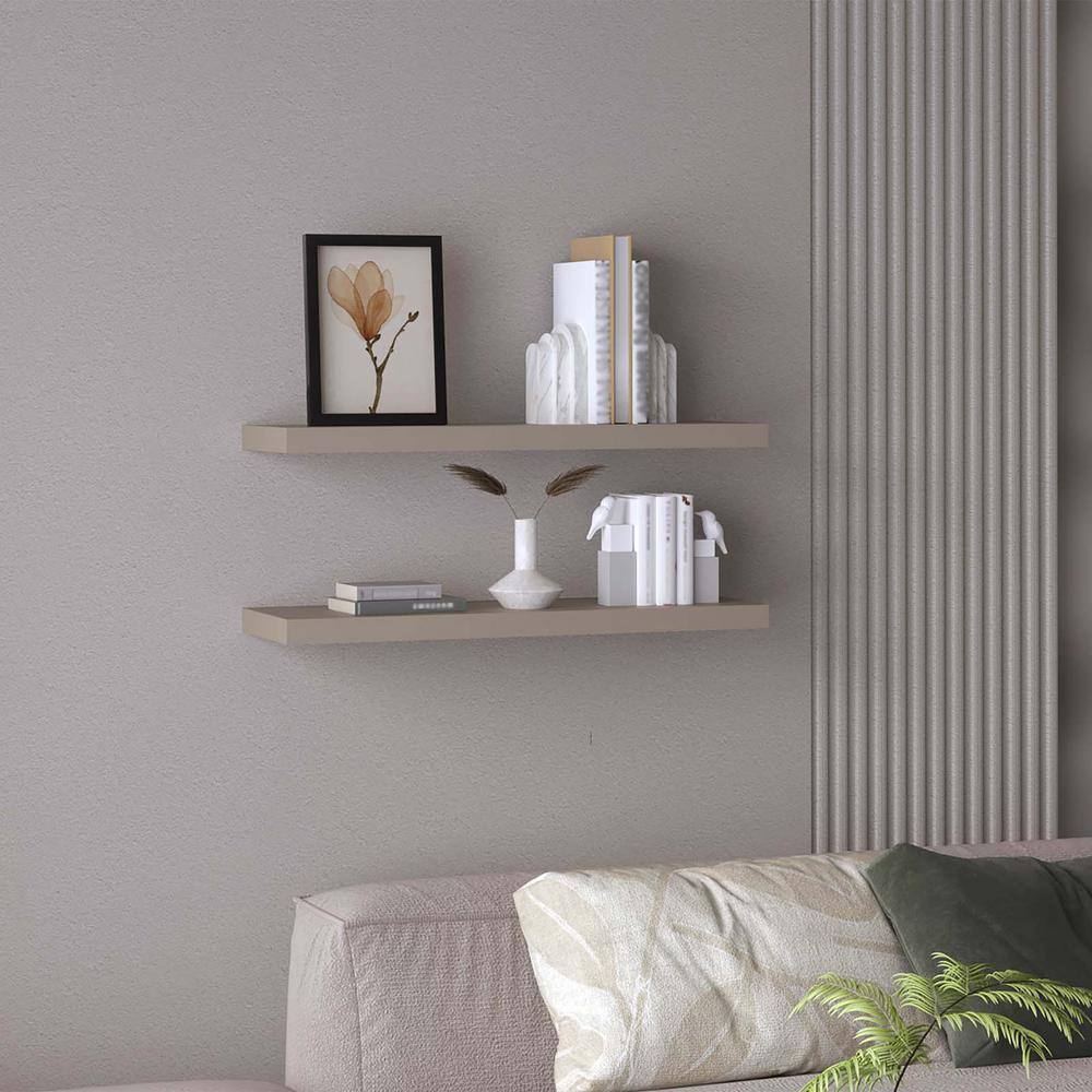 31.5 in. W x 9.8 in. D Taupe Wood Floating Shelves, Decorative Wall Shelf f