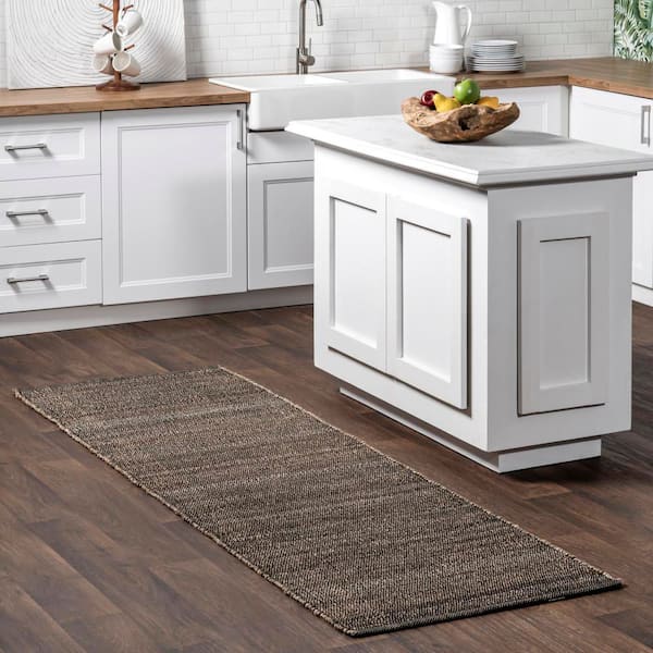 Perfect Handwoven Jute-Blend Charcoal 3 ft. x 10 ft. Indoor Runner Rug