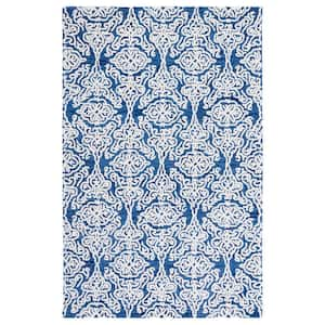 Blossom Navy/Ivory 8 ft. x 10 ft. Floral Damask Geometric Area Rug