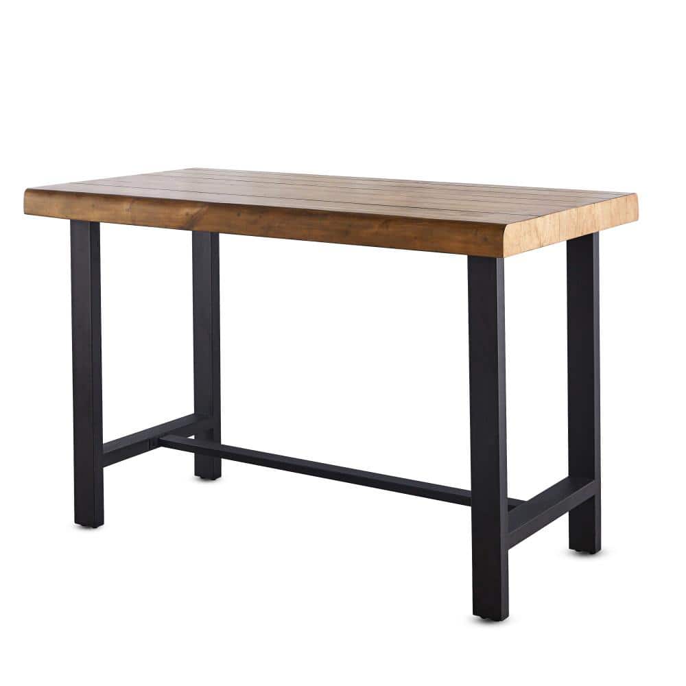 Landon 63" Natural Honey Birch Counter Table with Iron Base