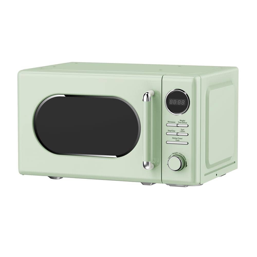 Mint Green Retro Small Countertop Microwave with Touch Controls