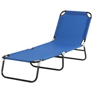 3-Position Metal Adjustable Backrest Outdoor Chaise Chair Lounger in Blue with Light Frame Great for Pool or Sun Bathing