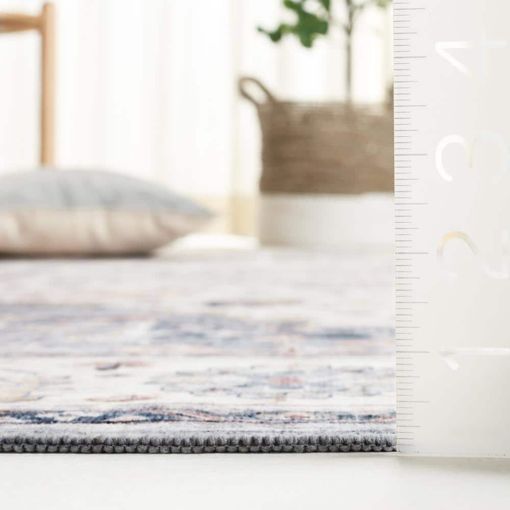 Arizona Light Blue/Ivory 4' x 6' Machine Washable Area Rug