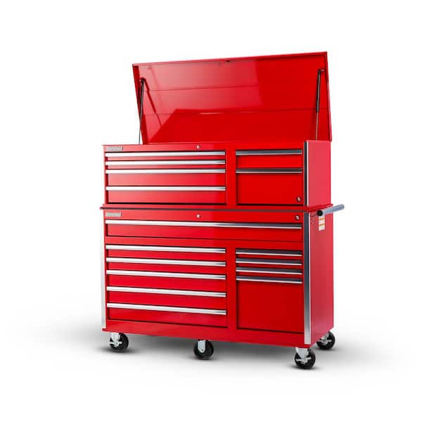 International Tech Series 56 in. 16-Drawer Tool Chest and Cabinet Combo in Red