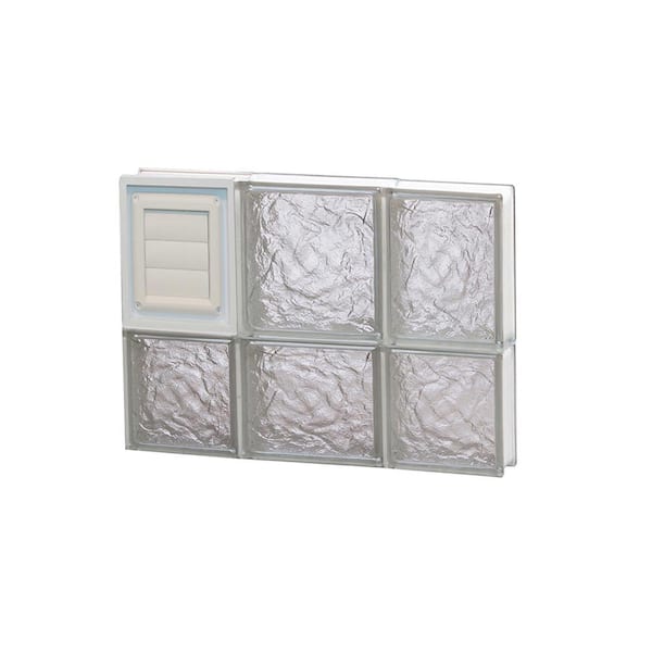 Clearly Secure 19.25 in. x 13.5 in. x 3.125 in. Frameless Ice Pattern Glass Block Window with Dryer Vent