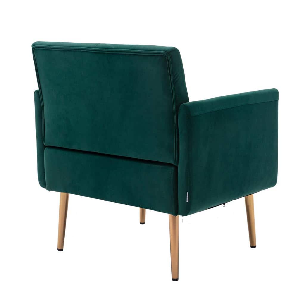 Green Velvet Accent Chair with Metal Legs