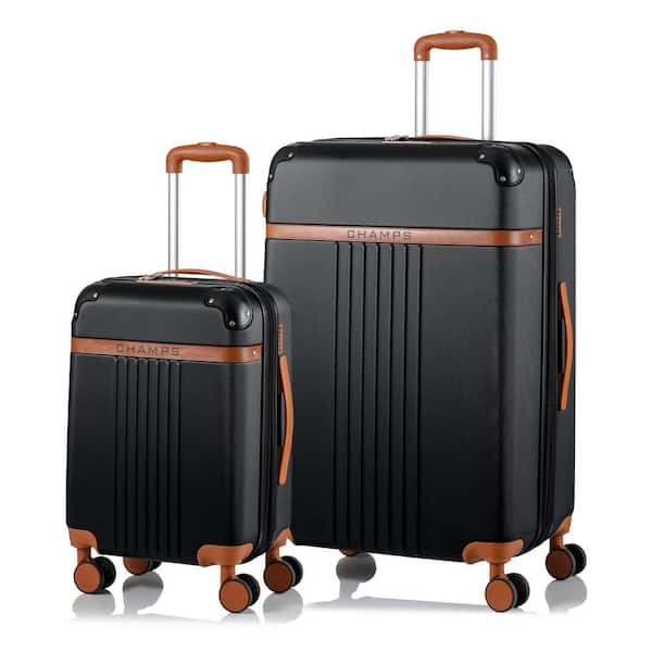 CHAMPS Vintage 29 in., 20 in. Black Hardside Luggage Set with