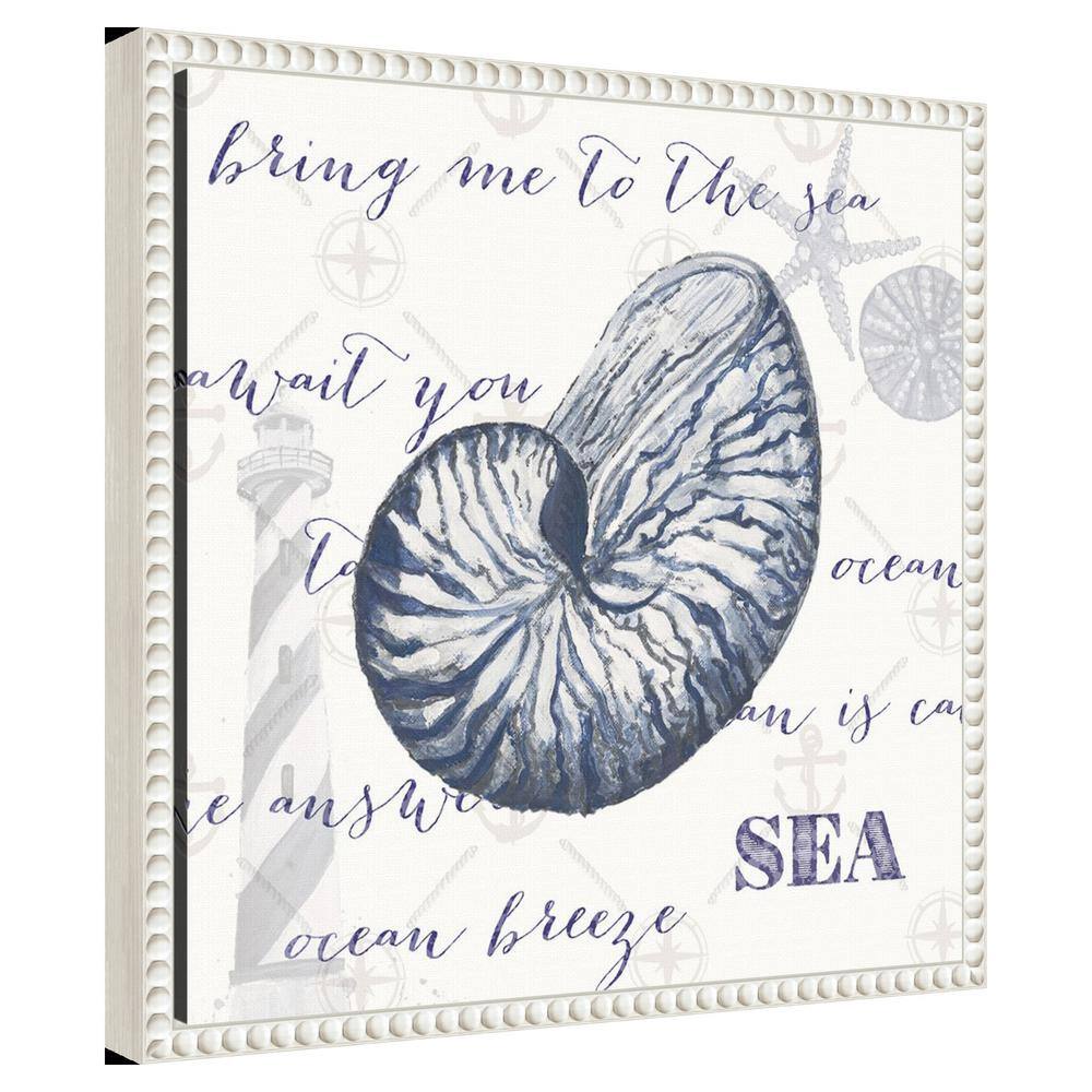 Nautical White and Blue Beaded Framed Canvas Wall Art