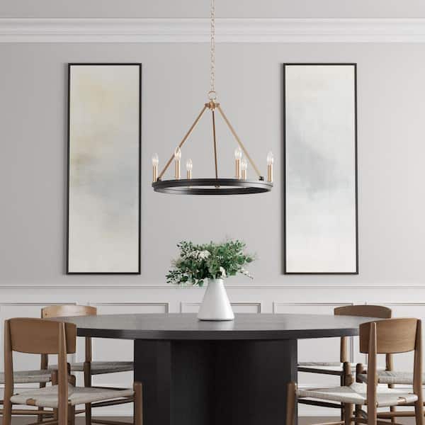 Carruth 25 in. 5-Light Matte Black Modern Gold Chandelier Light