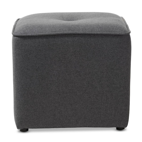 Baxton Studio Corinne Dark Gray Nailhead Trim Ottoman