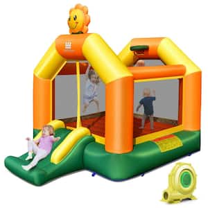 Inflatable Bounce Castle Jumping House Kids Playhouse w/Slide and 735-Watt Blower