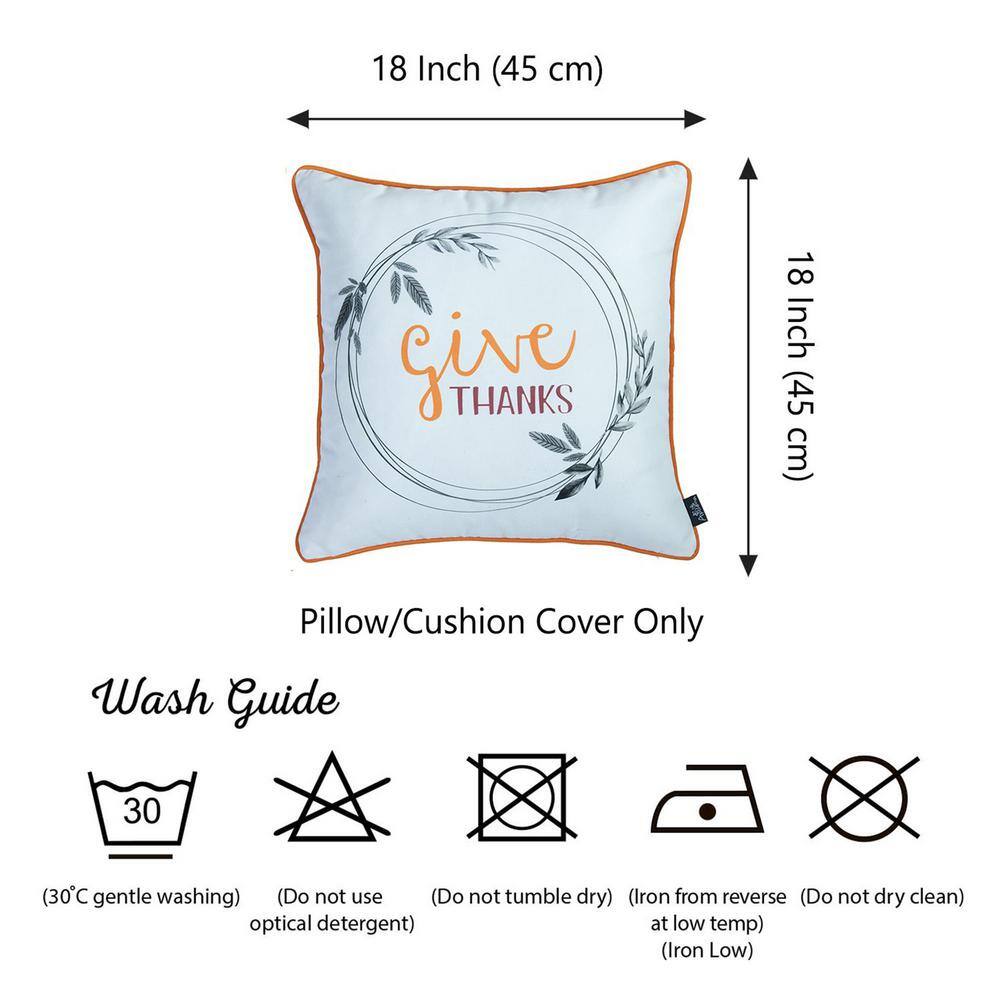 Thanksgiving White and Orange Polyester Pillow Covers, Set of 2
