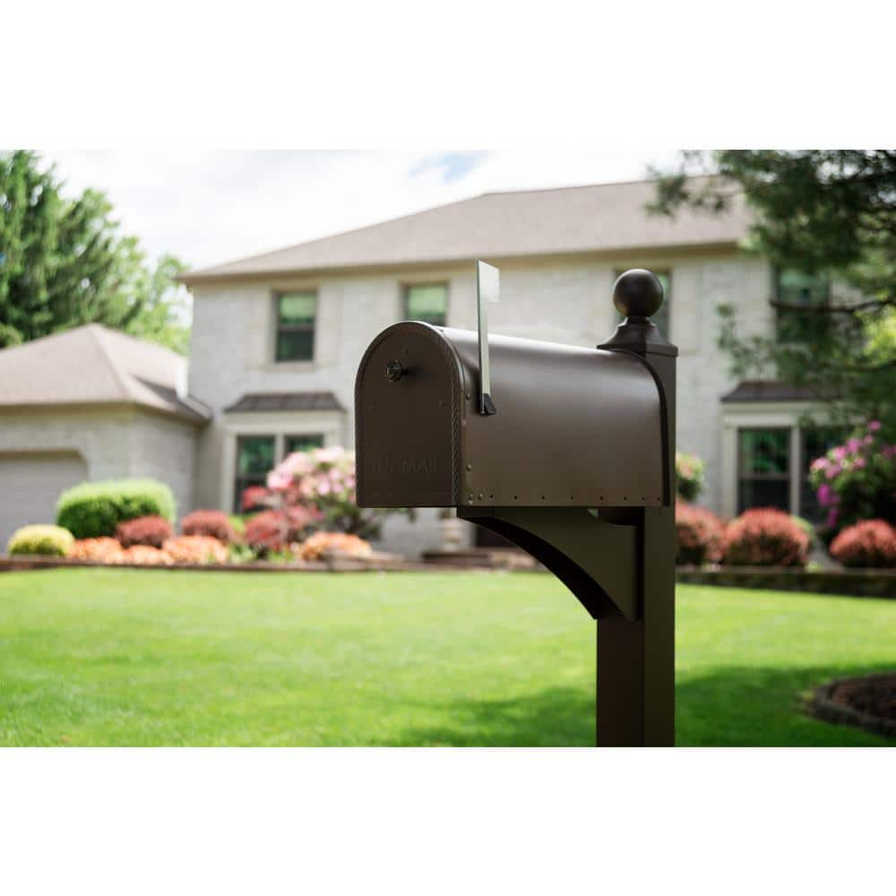 Edwards Large Bronze Steel Post Mount Mailbox
