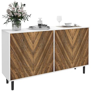Brown Particle Board 47.75 in. Sideboard with Adjustable Shelves