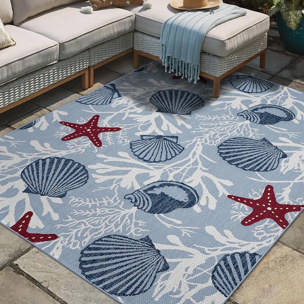 Poolside Sea 10 ft. x 13 ft. Indoor/Outdoor Area Rug