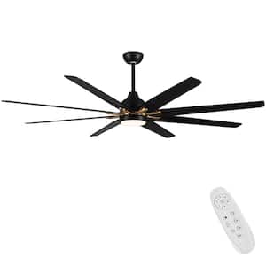 72 in. Indoor Plywood 120-Volt 110 RPM Modern Black Gold Ceiling Fan with Integrated LED, 8 Plywood Blades