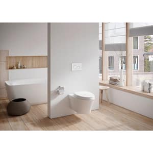 AP 2-Piece 0.9/1.28 GPF Dual Flush Wall-Hung Elongated Toilet and In-Wall Tank in Cotton White, SoftClose Seat Included
