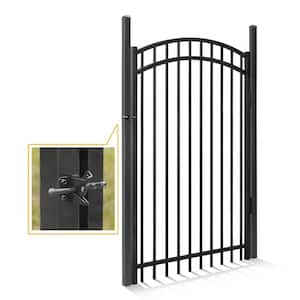 6 ft. x 4 ft. Anti-Rust Metal Black Arched Fence Gate