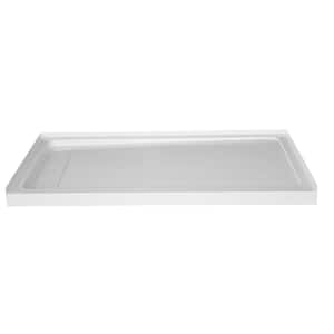 60 in. L x 32 in. W Alcove Concealed Drain Shower Pan Base with Left Drain in White