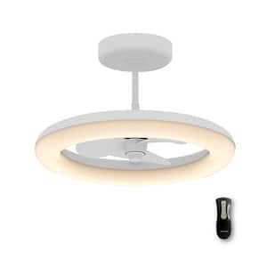 Helium 24 in. Integrated LED Indoor/Outdoor Matte White Ceiling Fan with Light Kit and Remote Control