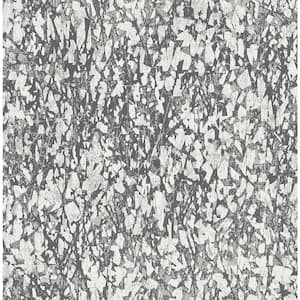 56 Sq. Ft. Metallic Graphite Cracked Abstract Paper Unpasted Wallpaper Roll