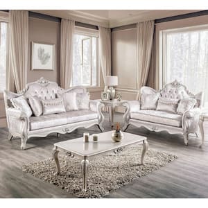 Raya 3-Piece Off-White Polyester Living Room Set