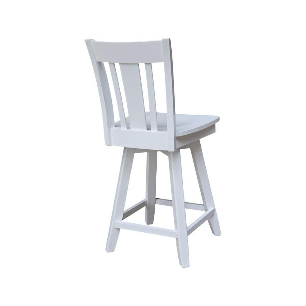 San Remo White Wood Swivel Counter Height Stool
