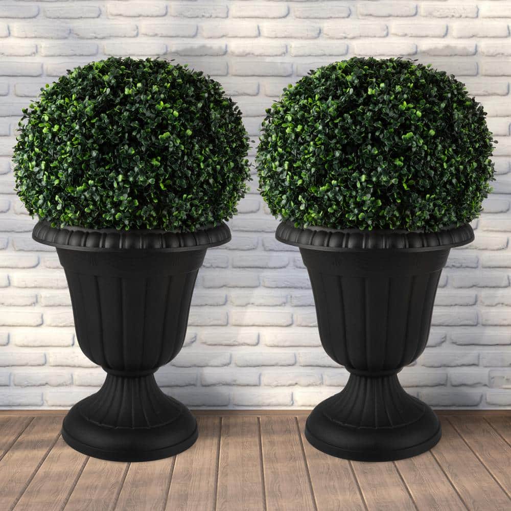 Black 16x18-Inch Recycled Plastic Urn Planter Set