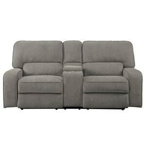 Amite 85.5 in. W Square Arm Chenille Straight Power Double Reclining Loveseat in Mocha Brown