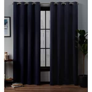 Academy Navy Solid Blackout Grommet Top Curtain, 52 in. W x 84 in. L (Set of 2)