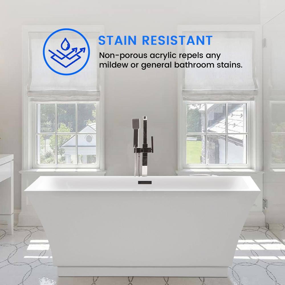 Orion 59'' White Acrylic Freestanding Soaking Bathtub