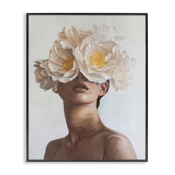 Stupell Industries Yellow Flower Lady by Svetlana Aleynikova Black Framed People Giclee Art Print 30 in. x 24 in.