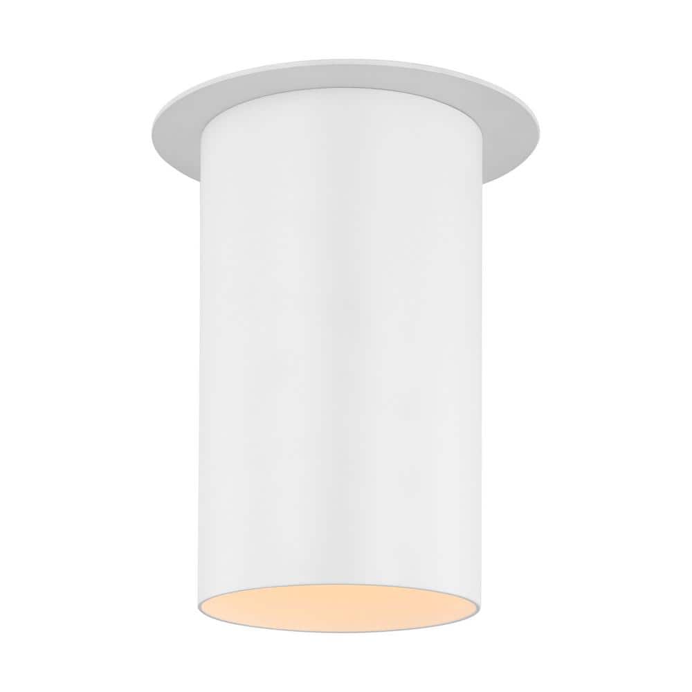 Matte White Glass Indoor/Outdoor Drum Flush Mount Light