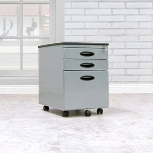15.75 in. W x 22 in. D Silver Mobile File Cabinet Plus Letter/Legal Metal 3-Drawer with Lock and Key