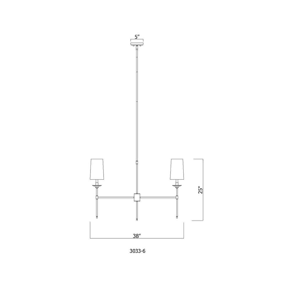 Emily Rubbed Brass 6-Light Chandelier with Off-White Shades