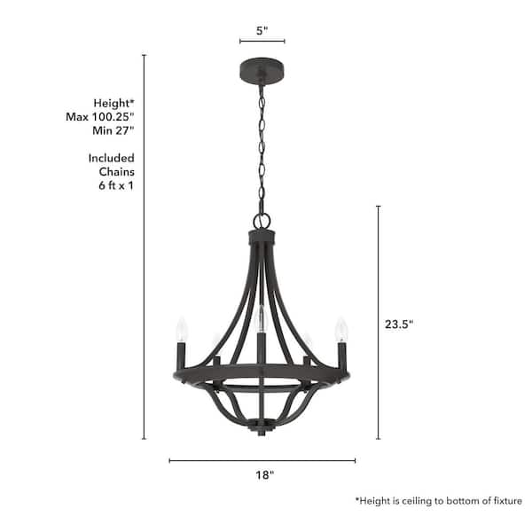 Hunter Perch Point 5-Light Satin Bronze Transitional Led Chandelier