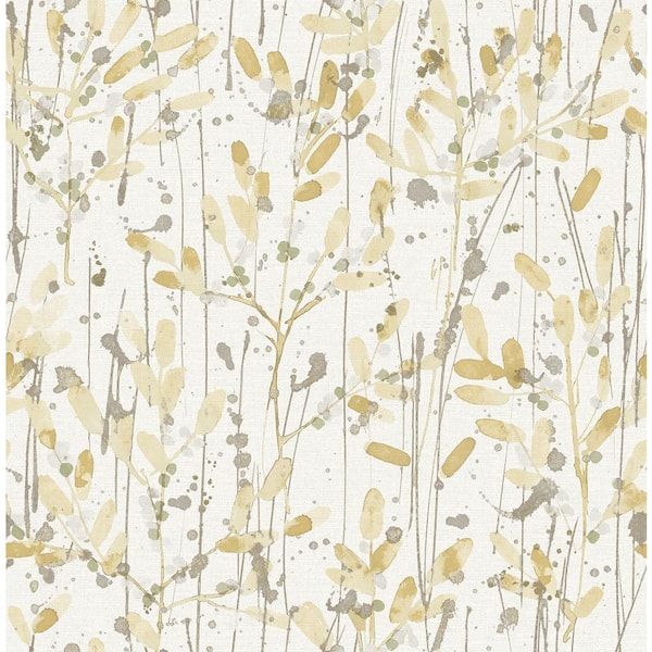 SCOTT LIVING Leandra Yellow Floral Trail Wallpaper Sample
