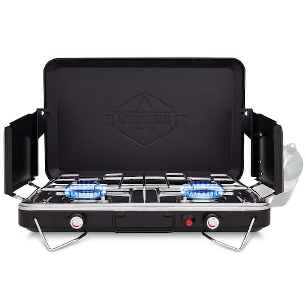 HIKE CREW 10,000 BTU Double Propane Burner Portable Stove, Camping Stove with Legs, Black