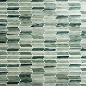 Tara Green 11.73 in. x 11.74 in. Chevron Glass Mosaic Tile (0.96 Sq. Ft. / Sheet)
