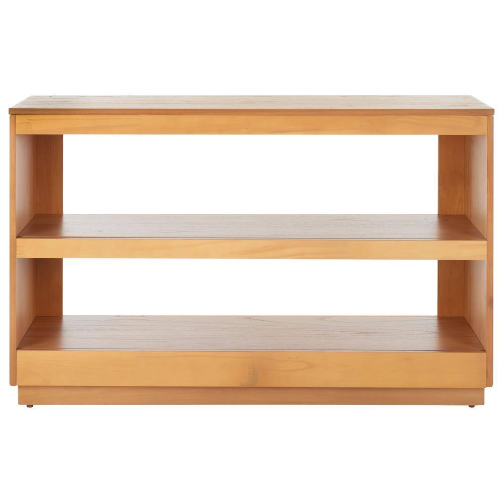 Natural Wood Ridged Hallway Table with Storage